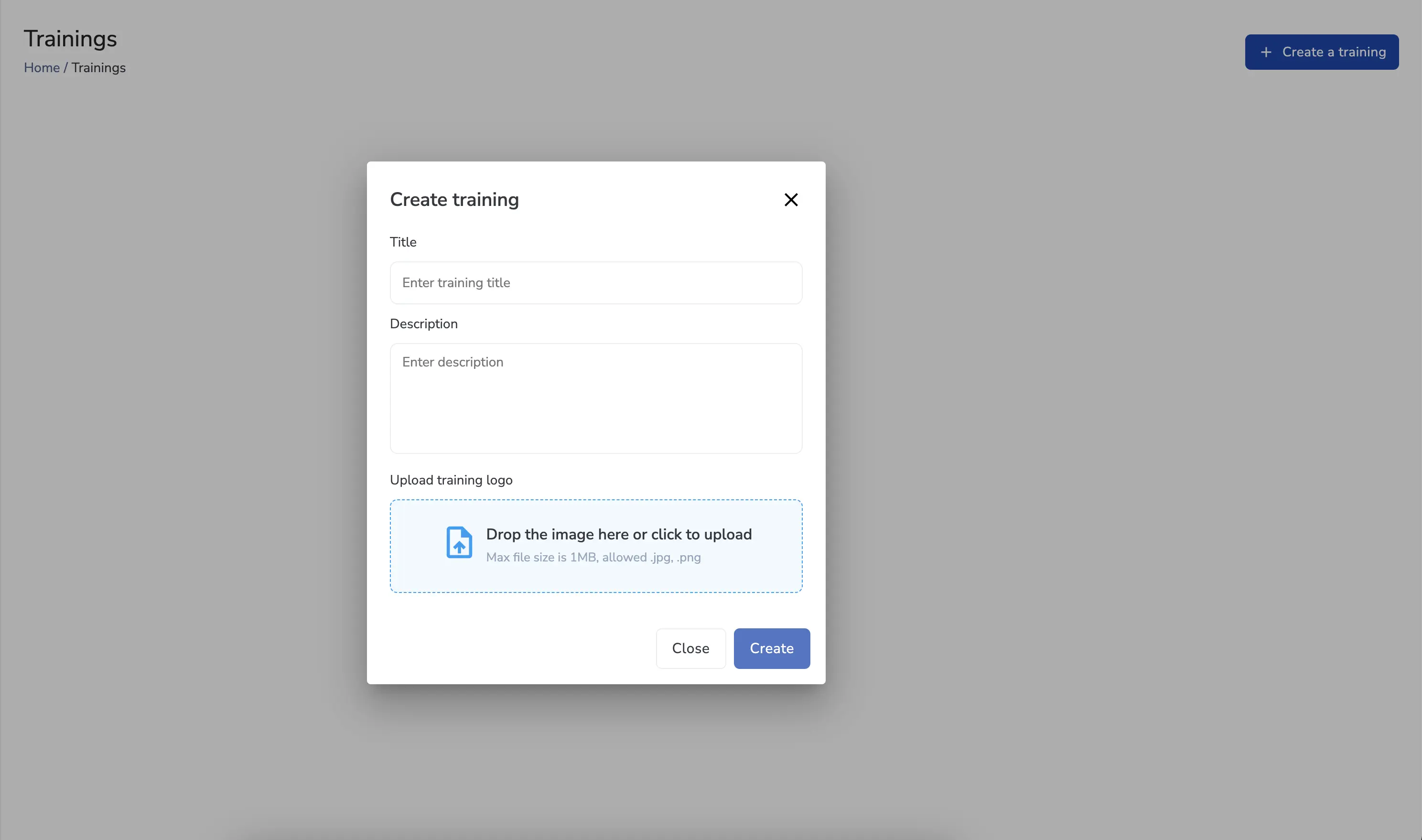Create training dialog