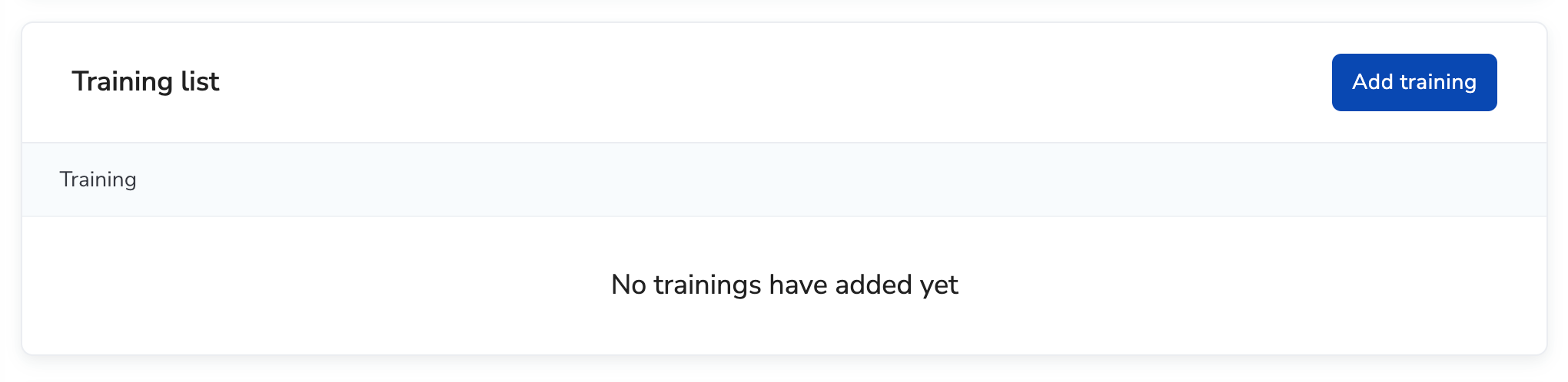 Add trainings section