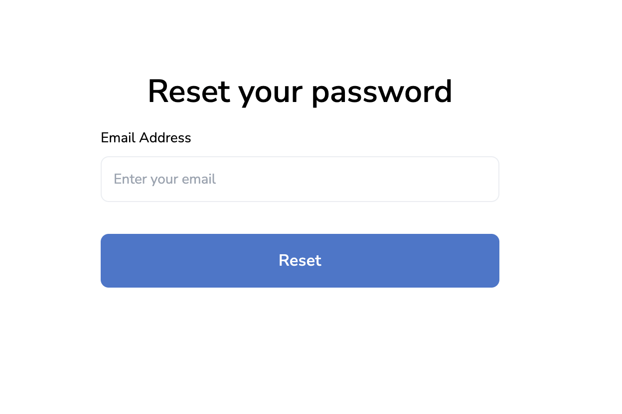 Reset password form