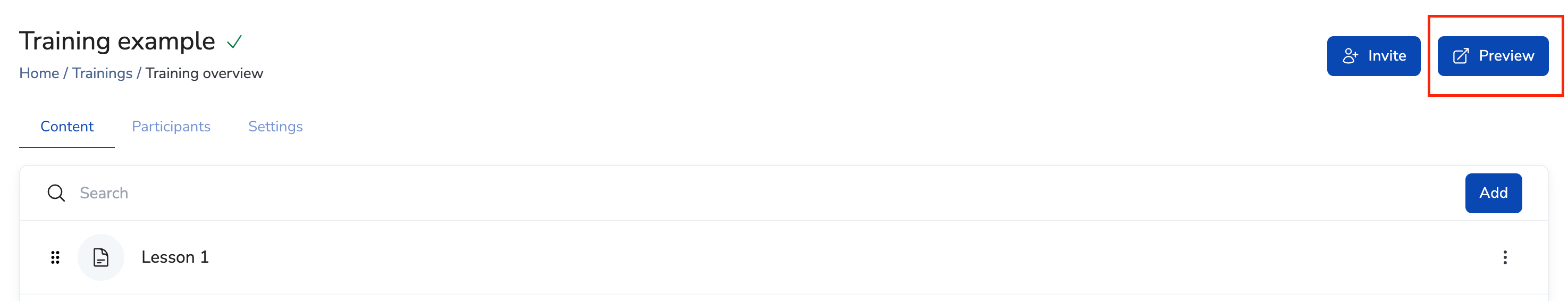 Training preview button