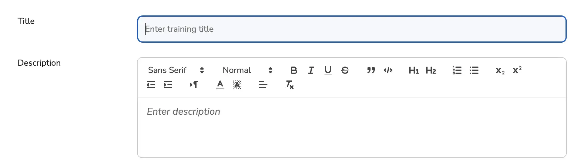 Training title and description